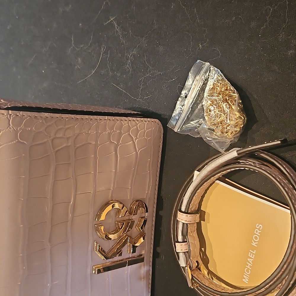 Michael Kors Small Convertible Crossbody Flap Shoulder Bag (powder blush) Croc-E - Picture 8 of 15